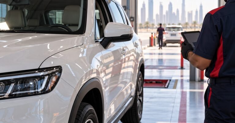 Inspector checking a vehicle's details before import