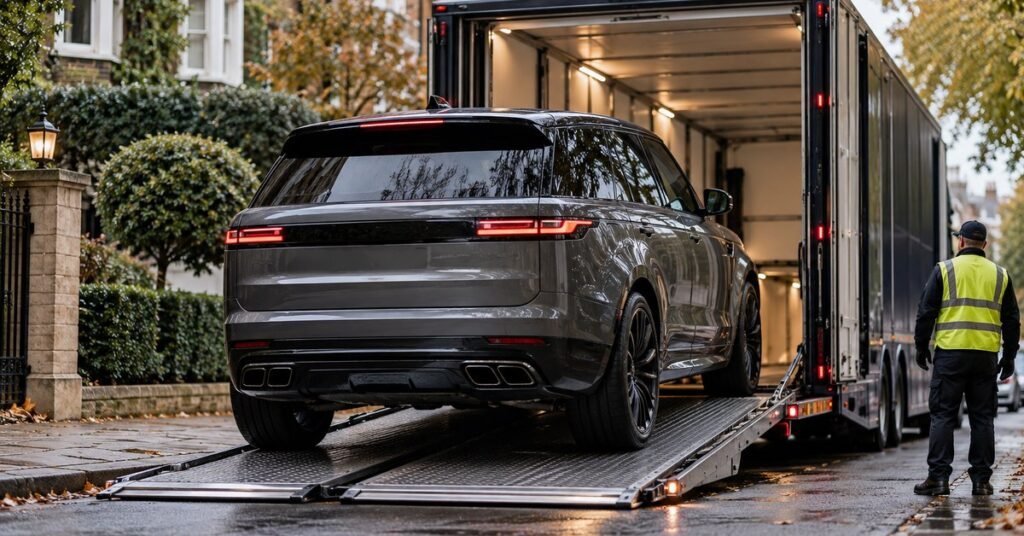 Car delivered to a UK residential street